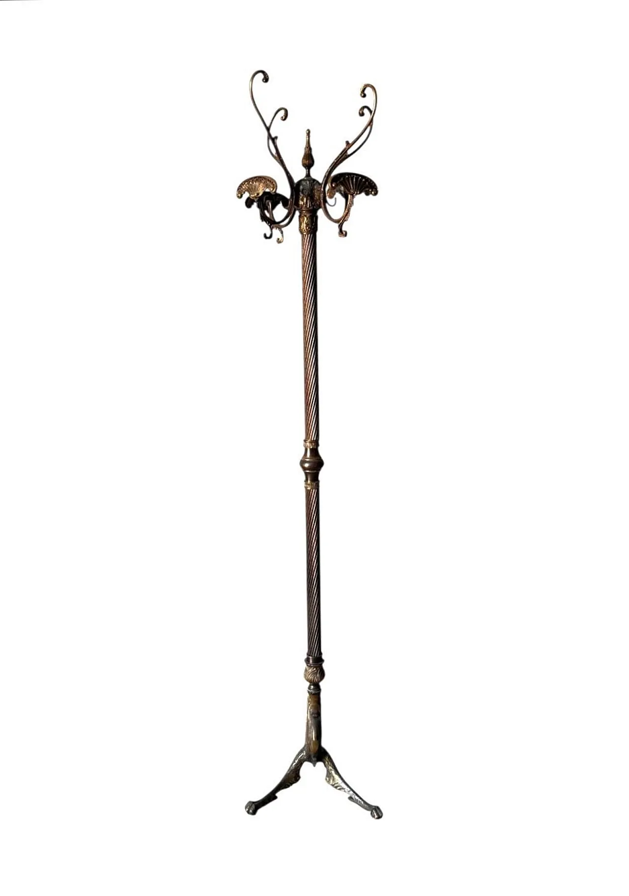 Solid bronze floor coat rack, 1960s 1
