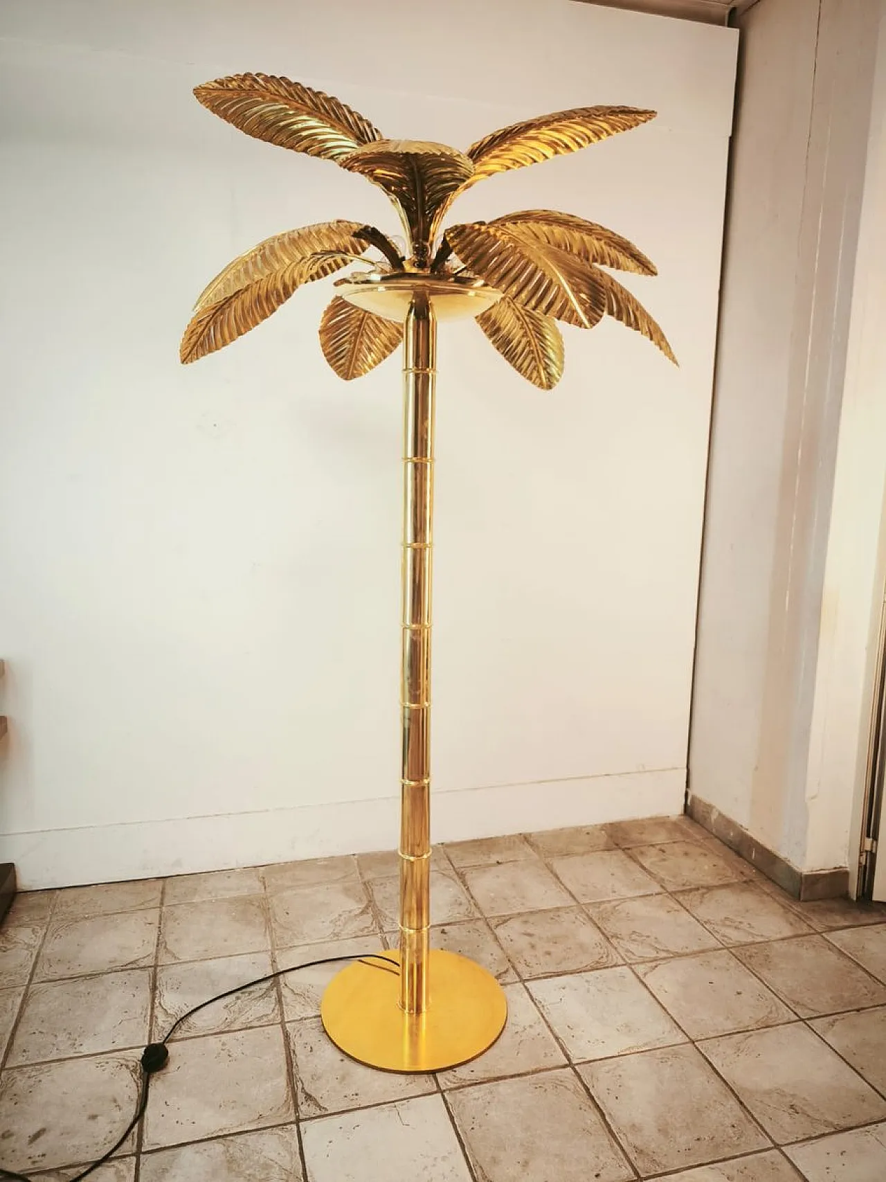 Brass 12-light palm floor lamp, 1970s 1