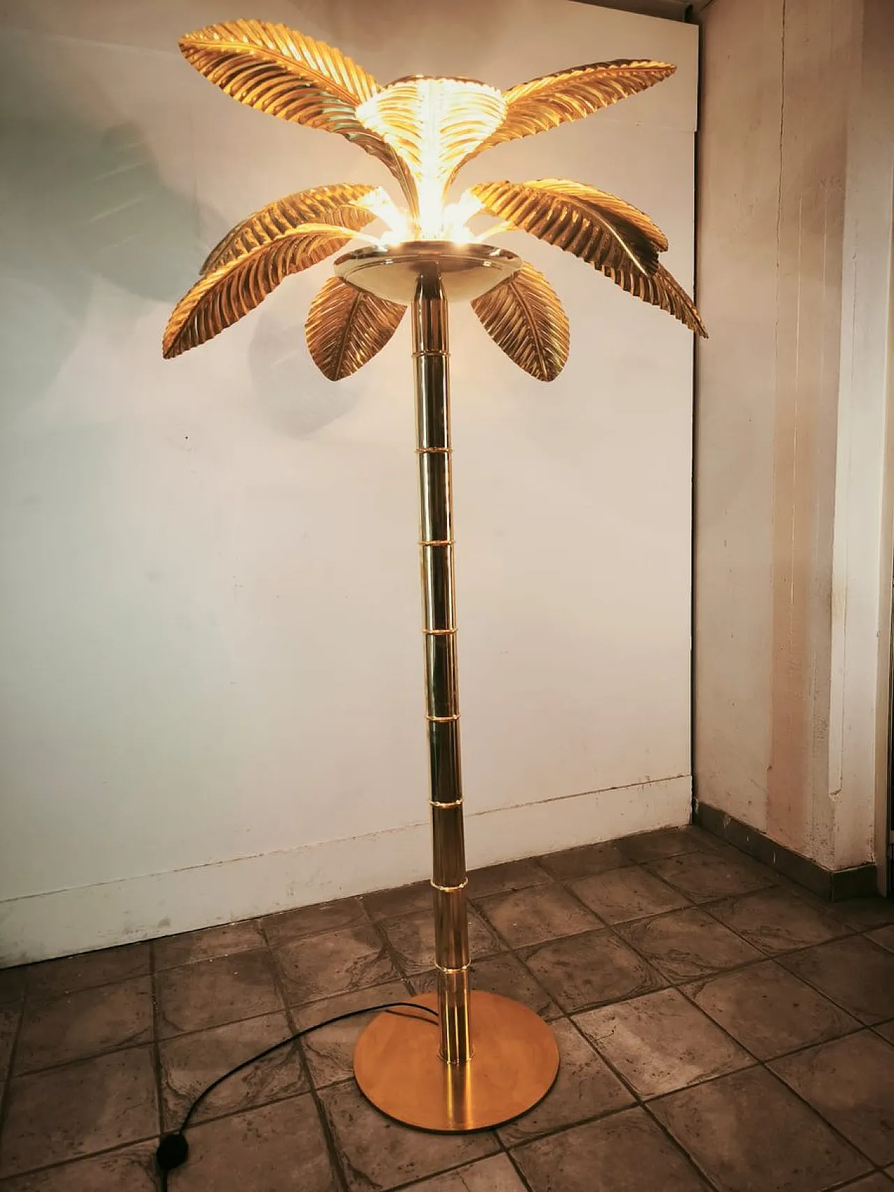 Brass 12-light palm floor lamp, 1970s 5