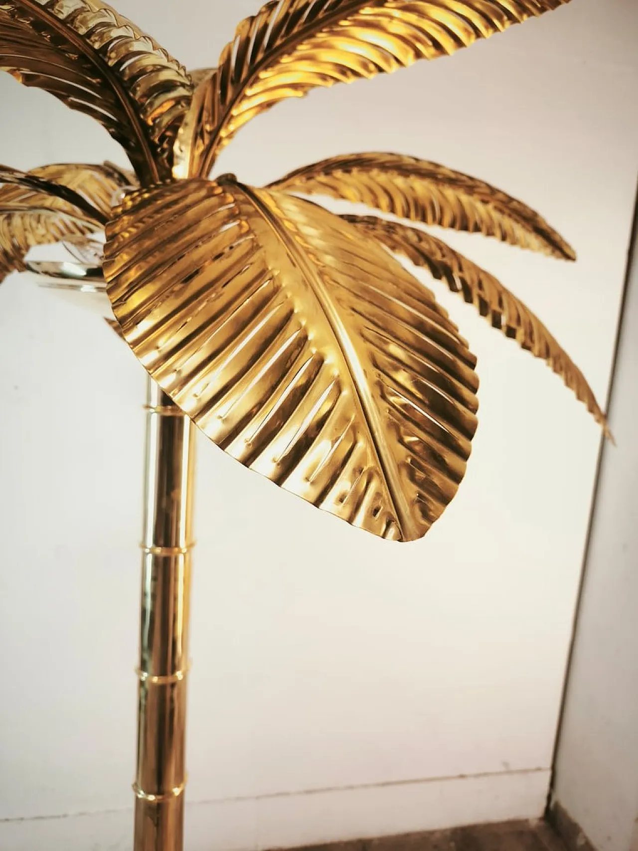 Brass 12-light palm floor lamp, 1970s 10