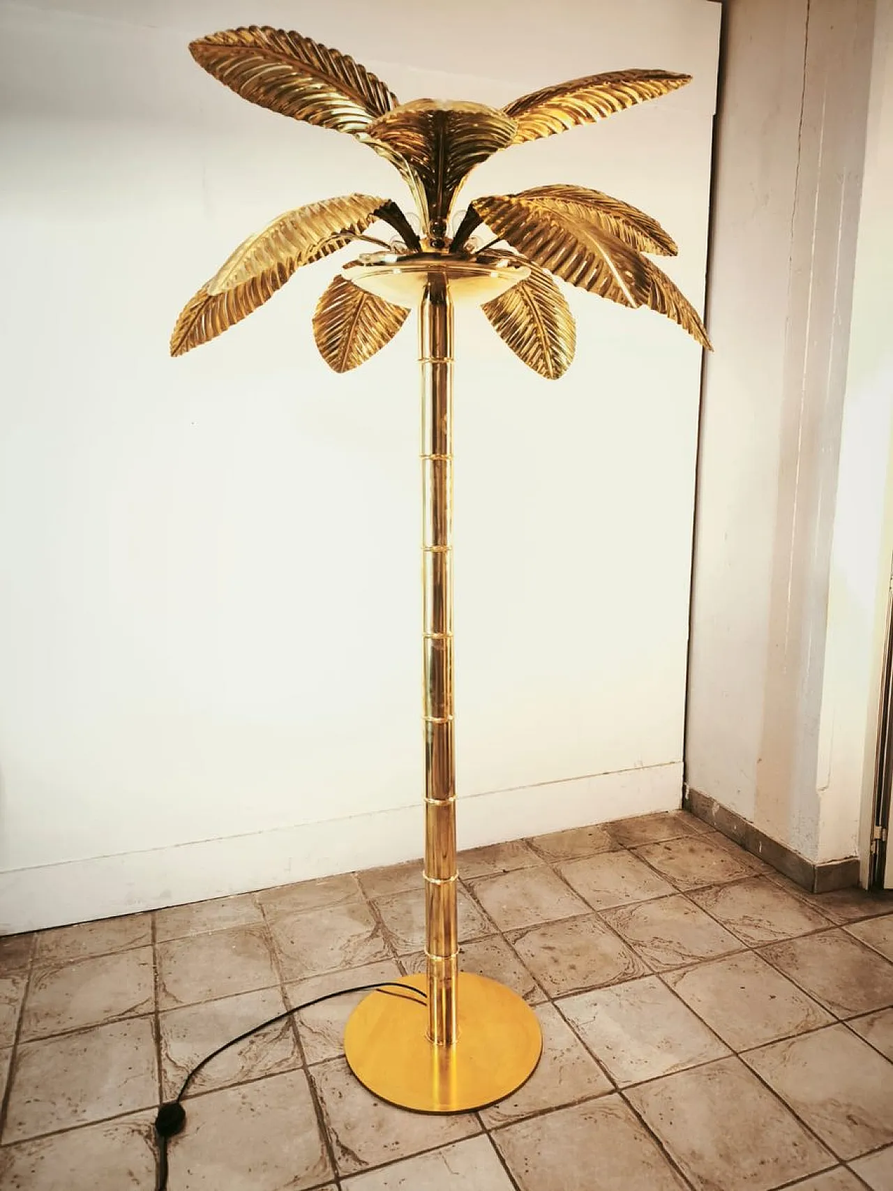 Brass 12-light palm floor lamp, 1970s 13