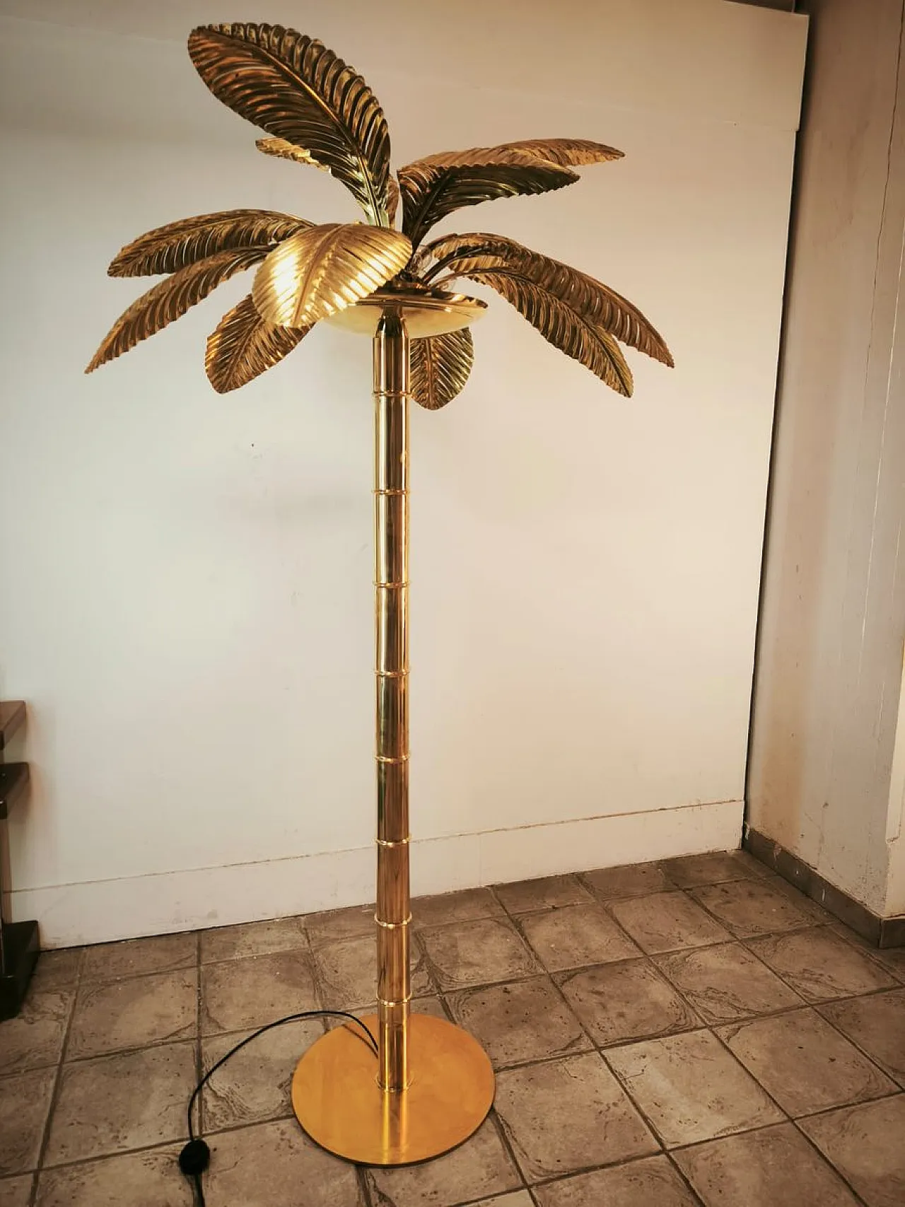 Brass 12-light palm floor lamp, 1970s 14