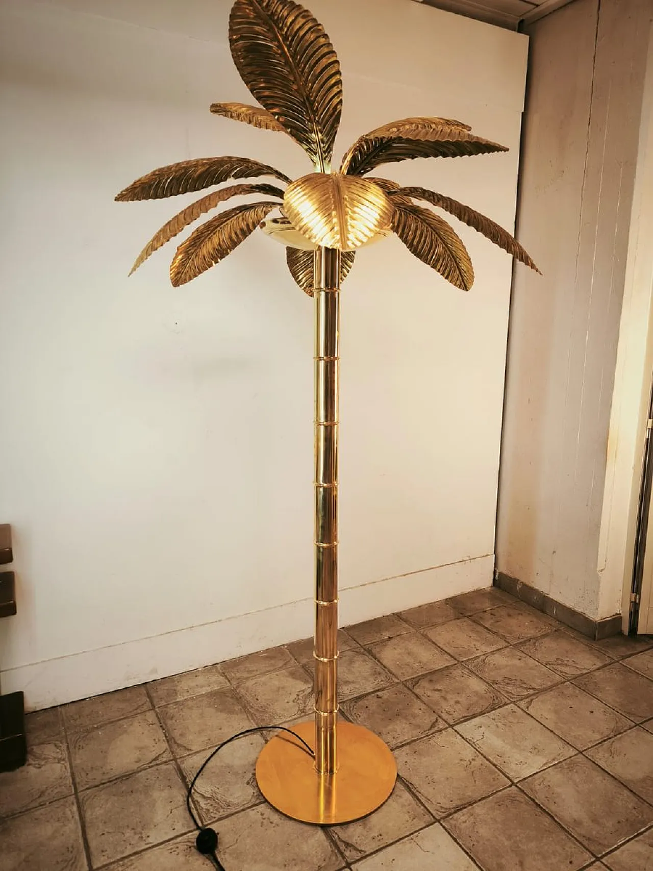 Brass 12-light palm floor lamp, 1970s 15