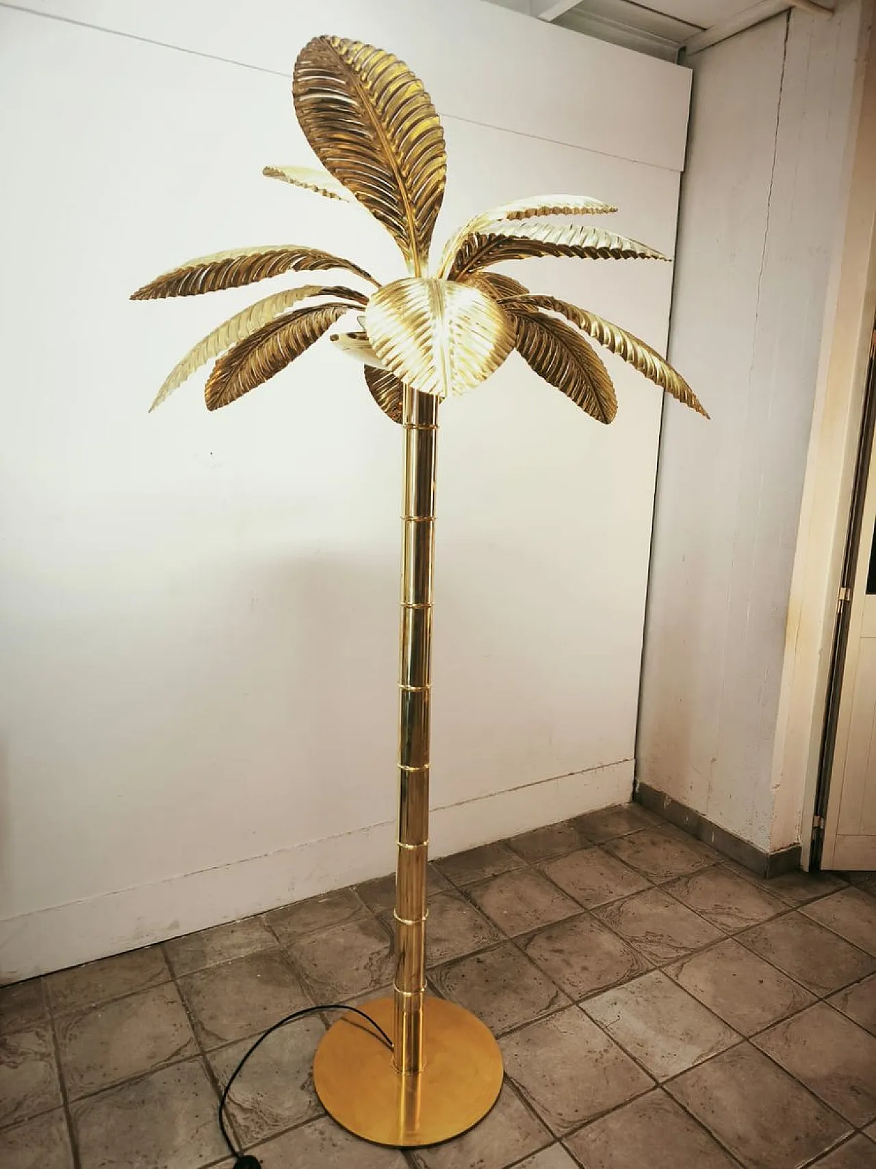 Brass 12-light palm floor lamp, 1970s 16