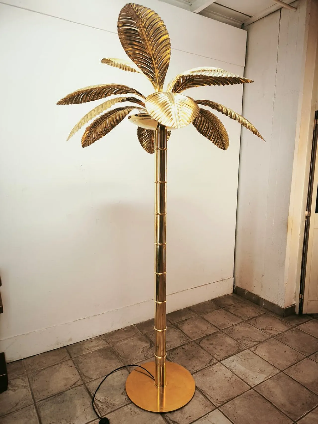 Brass 12-light palm floor lamp, 1970s 17