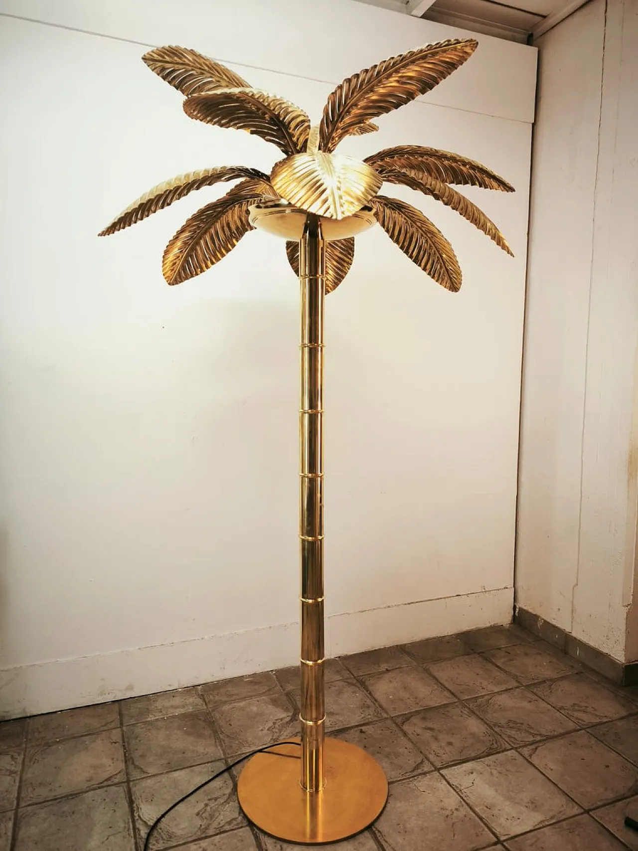 Brass 12-light palm floor lamp, 1970s 18