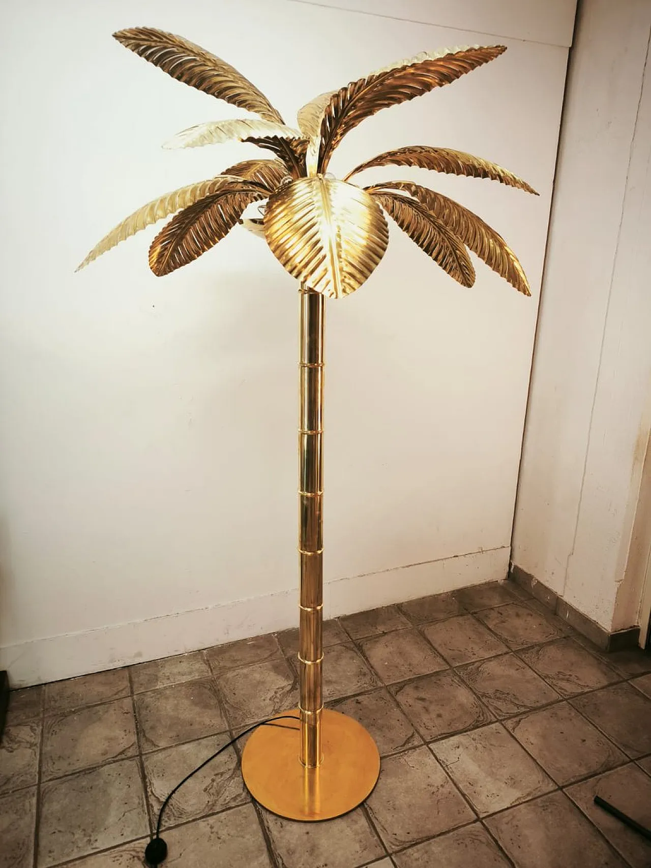 Brass 12-light palm floor lamp, 1970s 19