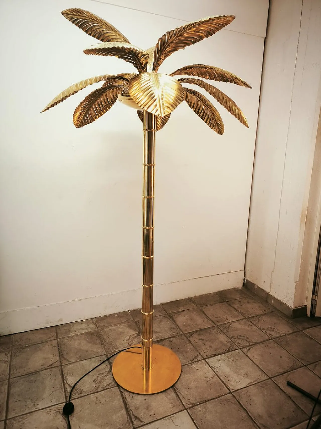 Brass 12-light palm floor lamp, 1970s 20