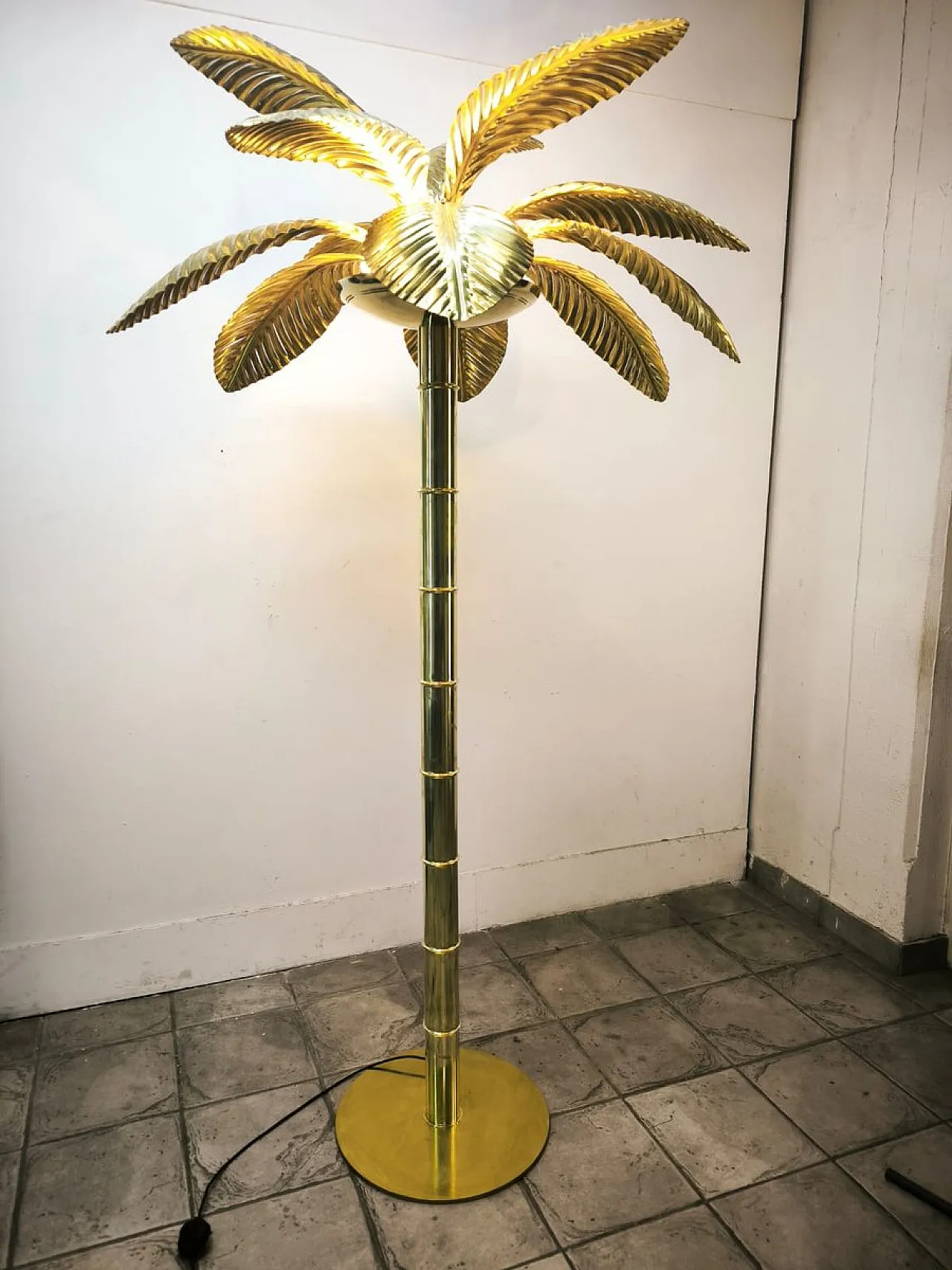 Brass 12-light palm floor lamp, 1970s 21