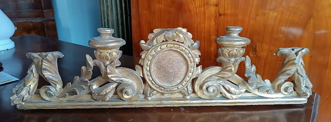 Altar candle holder with gilded wooden safflower, 18th century 1