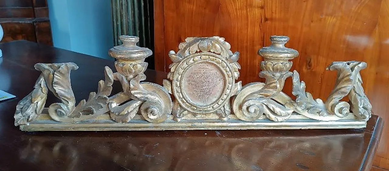 Altar candle holder with gilded wooden safflower, 18th century 3
