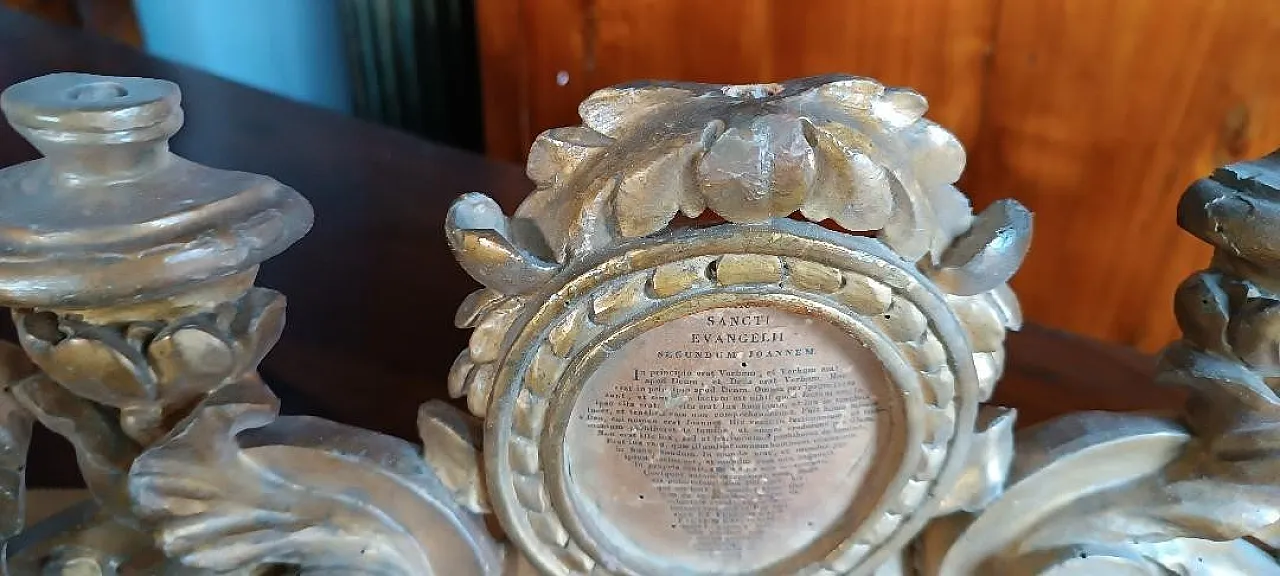 Altar candle holder with gilded wooden safflower, 18th century 7