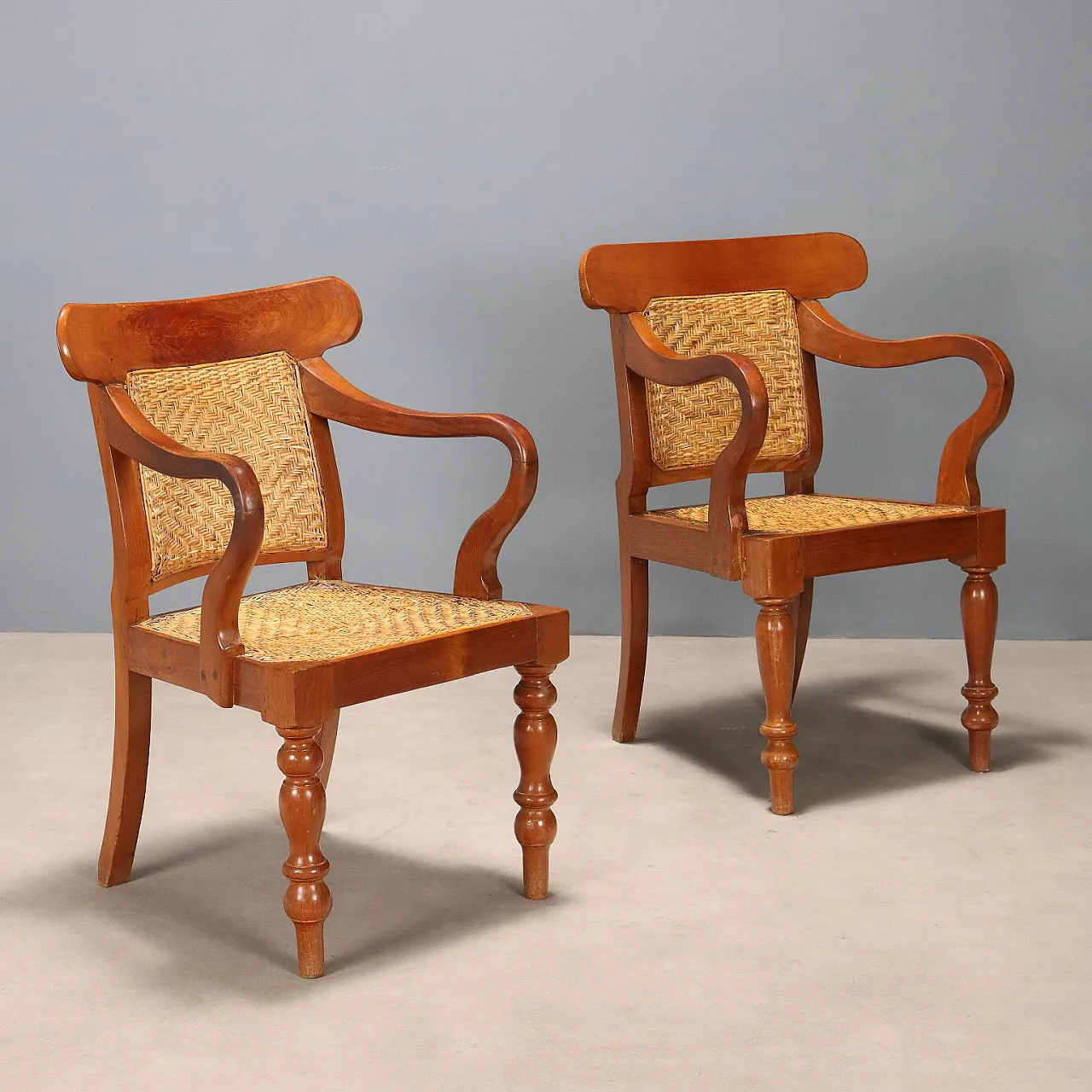 Coppia di poltrone in teak, fine '800 1