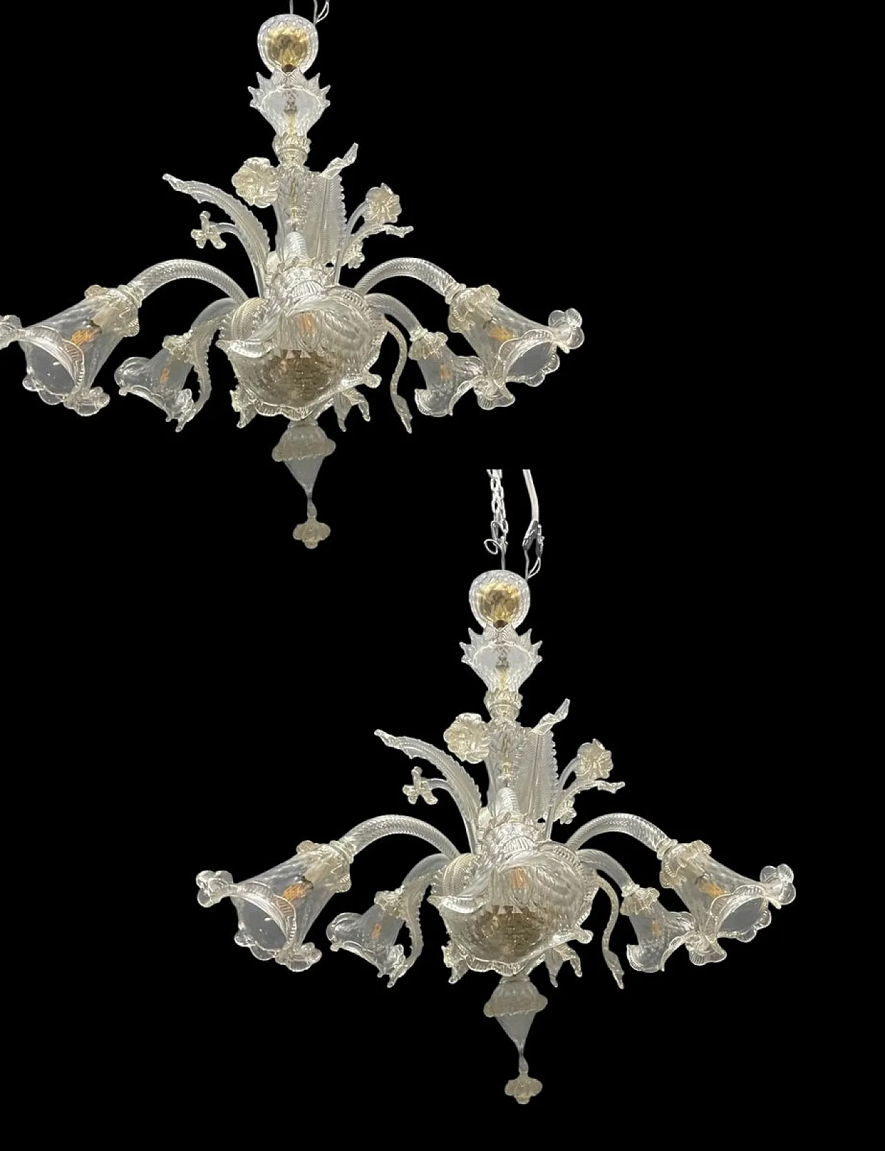 Pair of Murano glass chandeliers, Venice, 1980s 2
