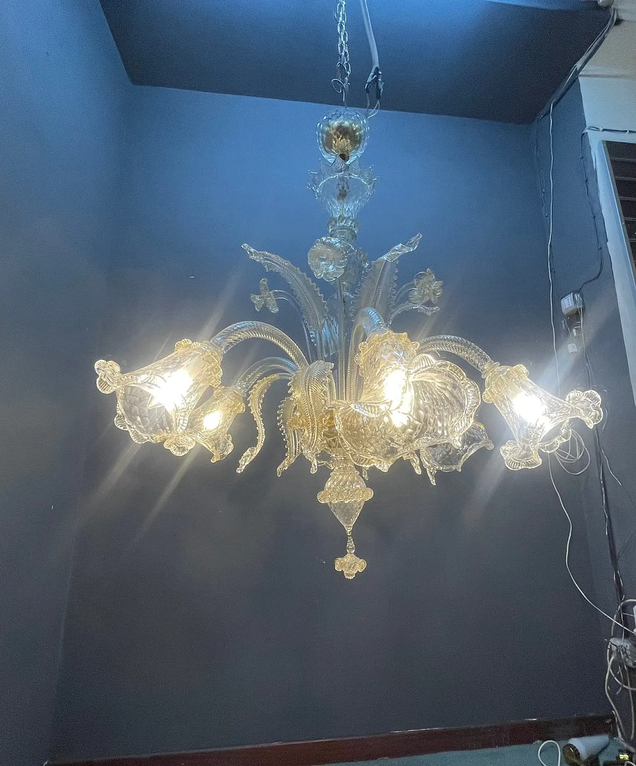 Pair of Murano glass chandeliers, Venice, 1980s 3