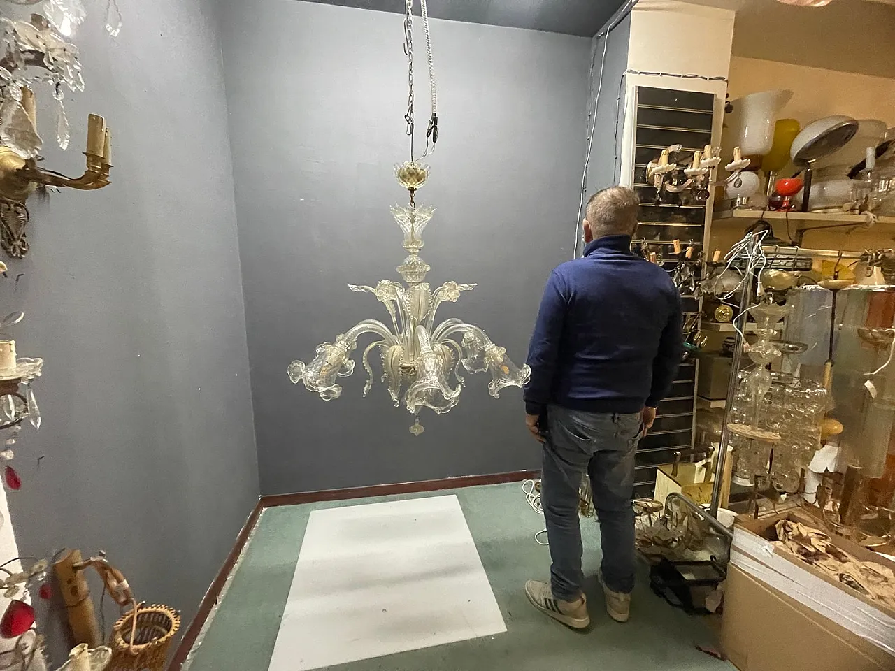 Pair of Murano glass chandeliers, Venice, 1980s 4