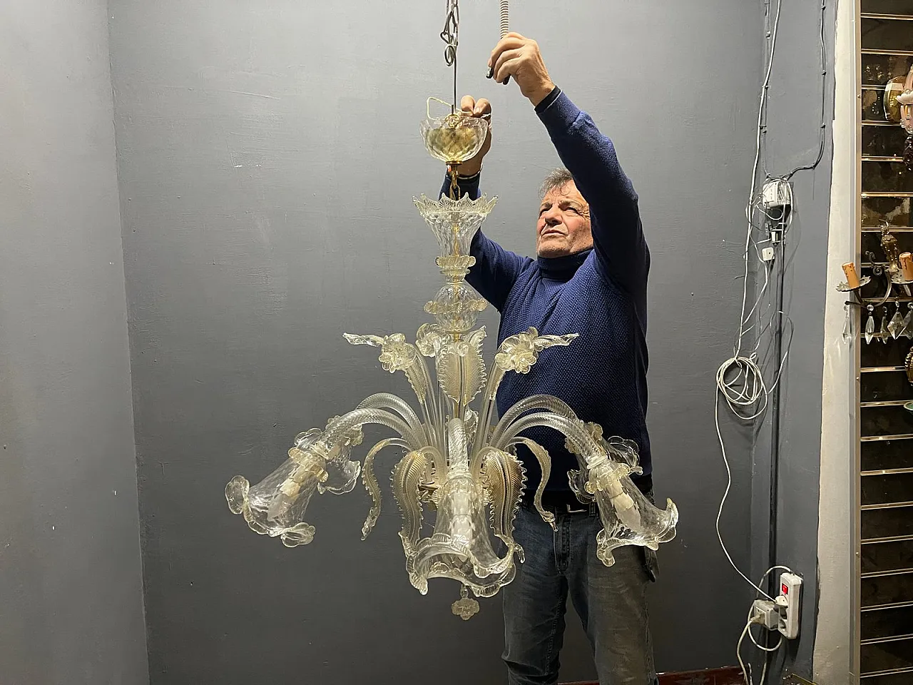 Pair of Murano glass chandeliers, Venice, 1980s 6