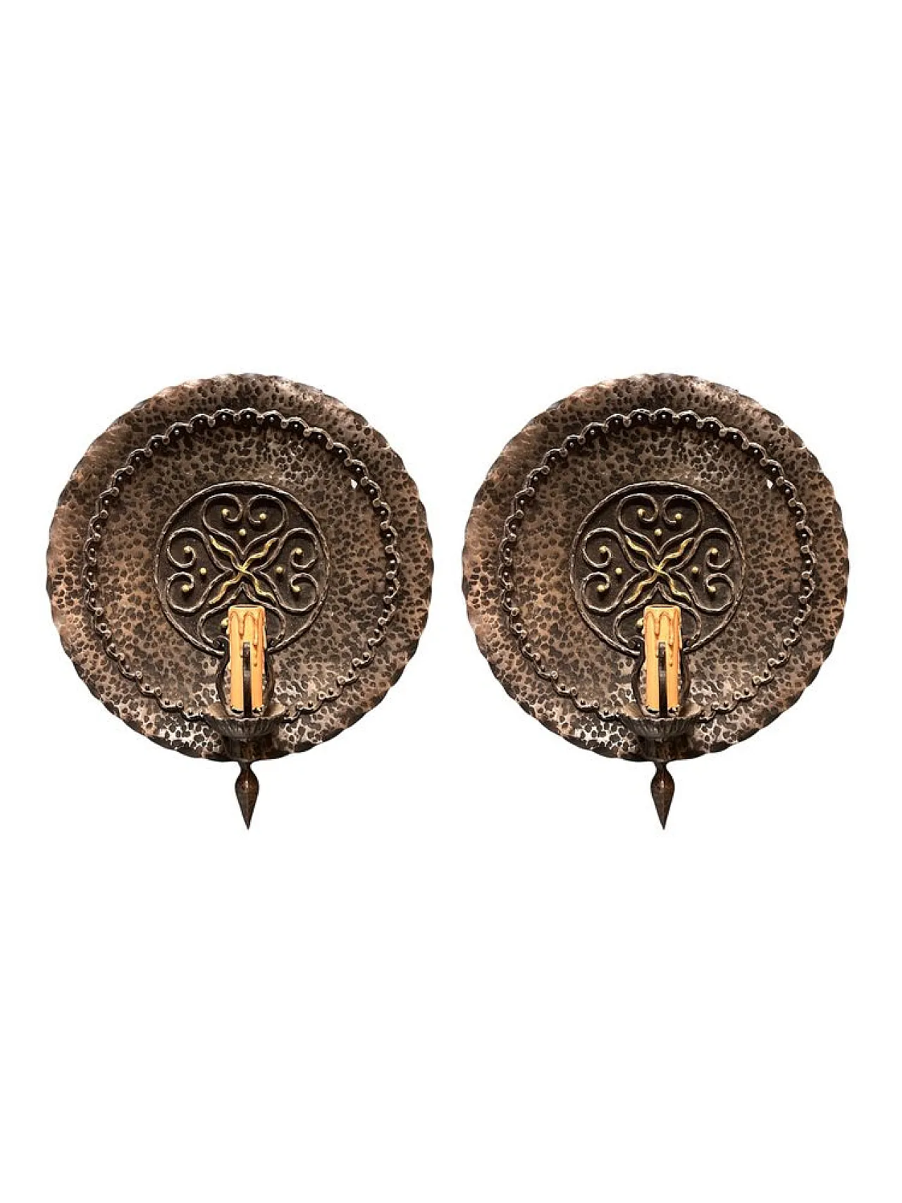 Pair of Italian wrought iron wall sconce, 1970s 2