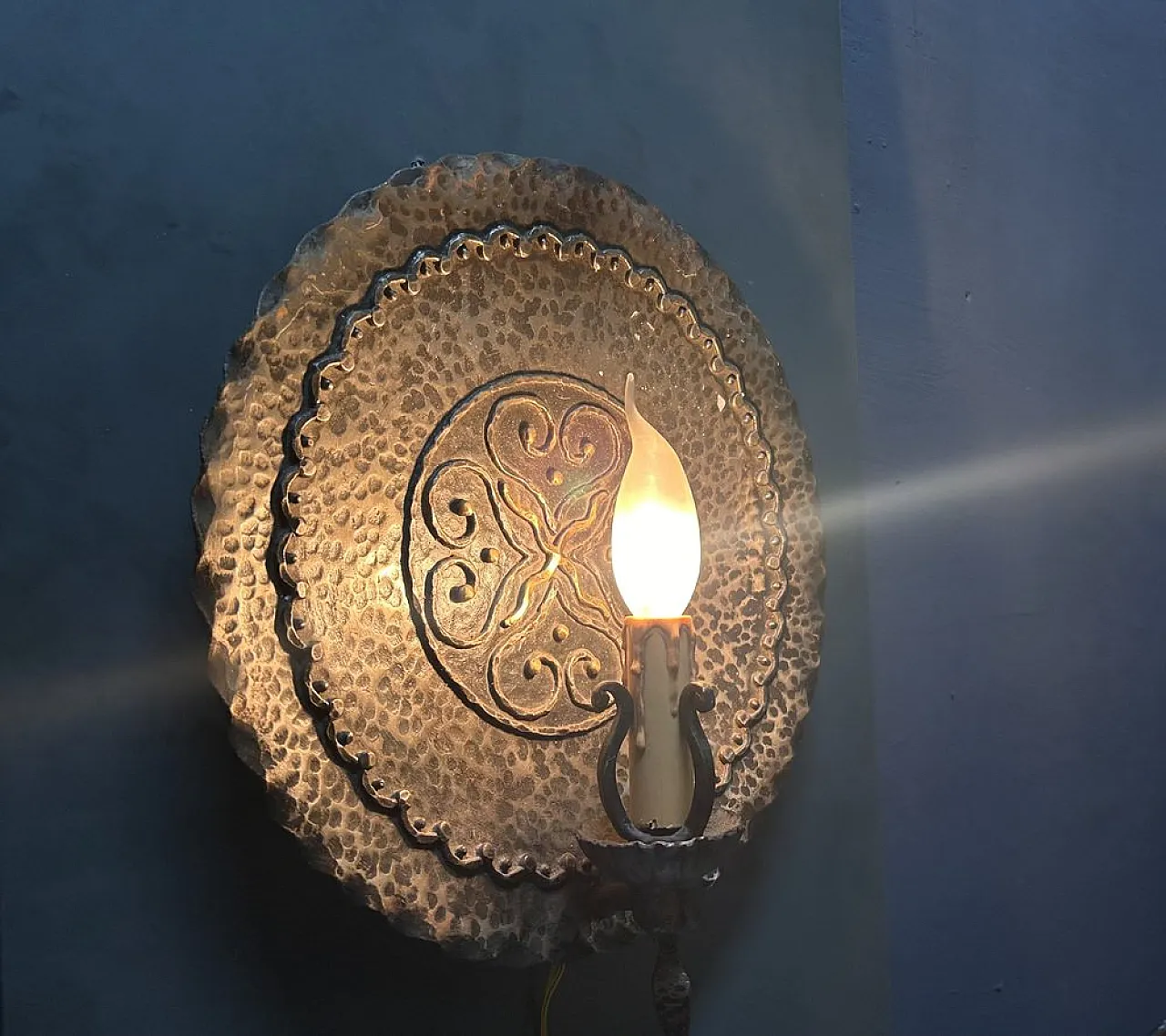 Pair of Italian wrought iron wall sconce, 1970s 5