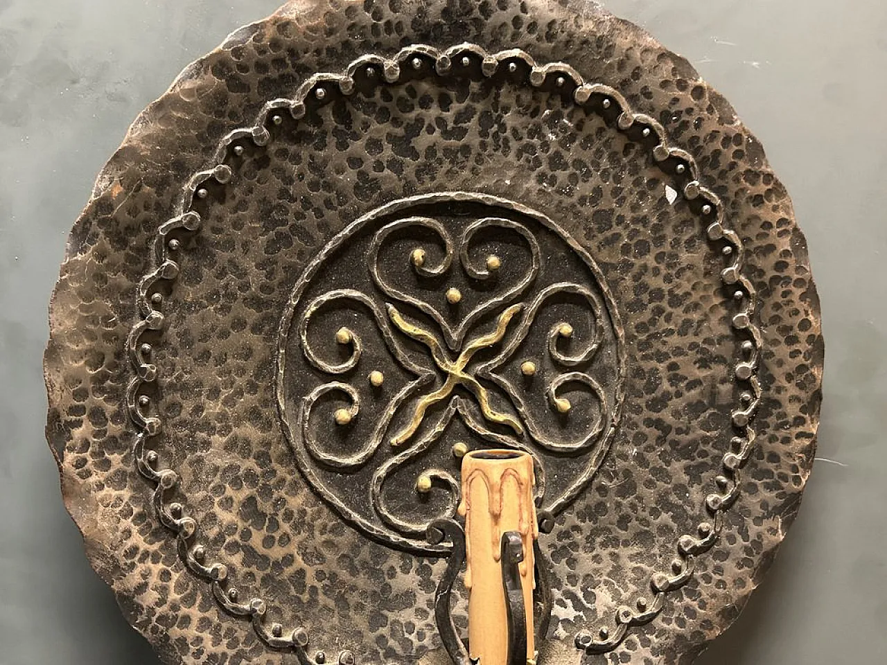 Pair of Italian wrought iron wall sconce, 1970s 8