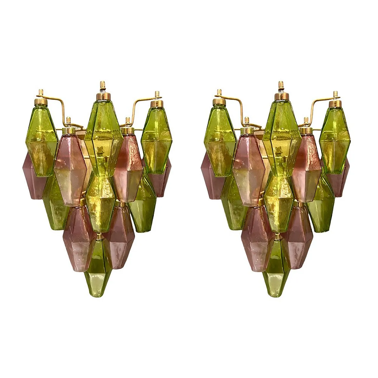 Pair of Poliedri wall lights in Murano glass, Italy, 1980s 1