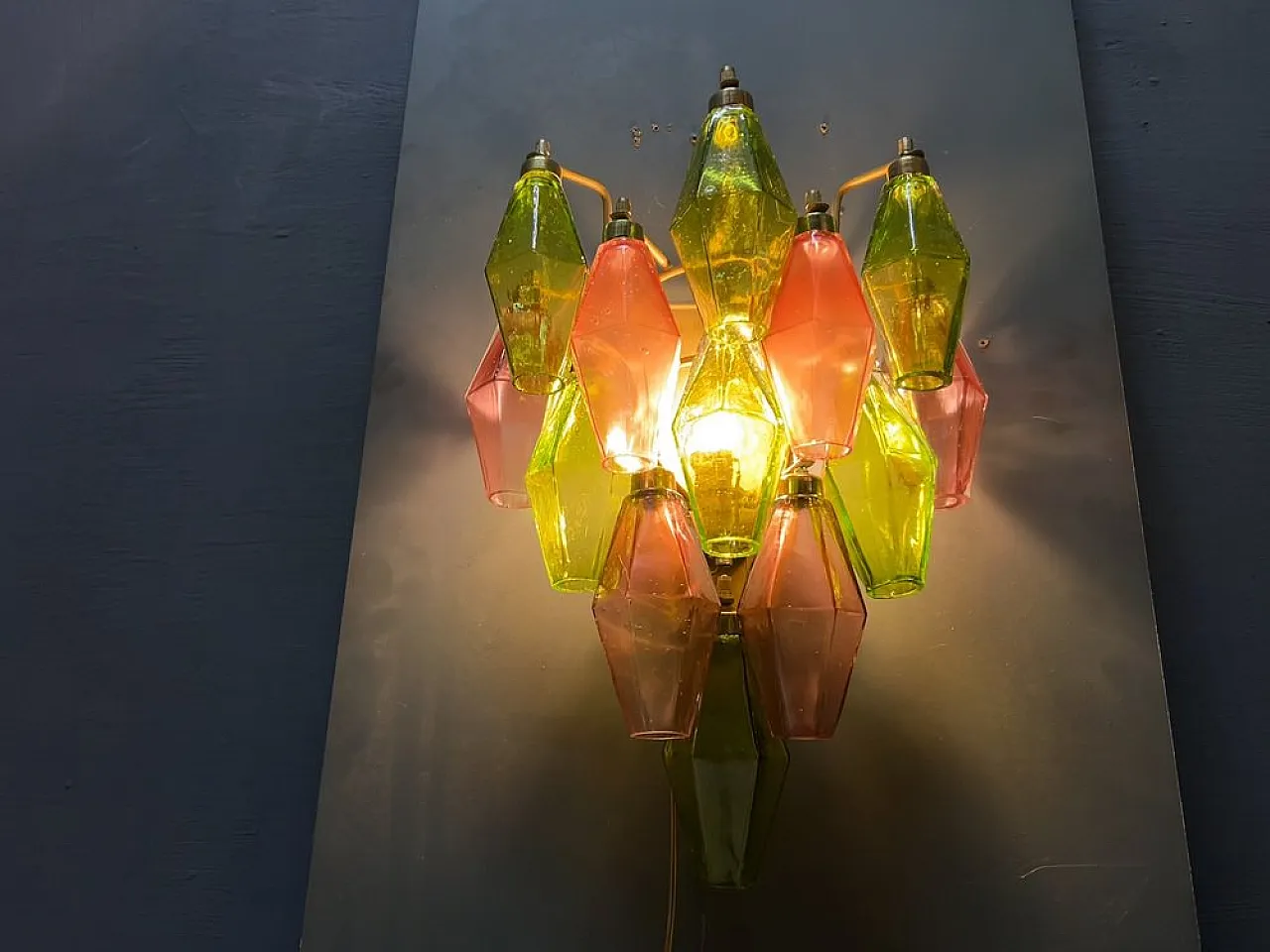 Pair of Poliedri wall lights in Murano glass, Italy, 1980s 2
