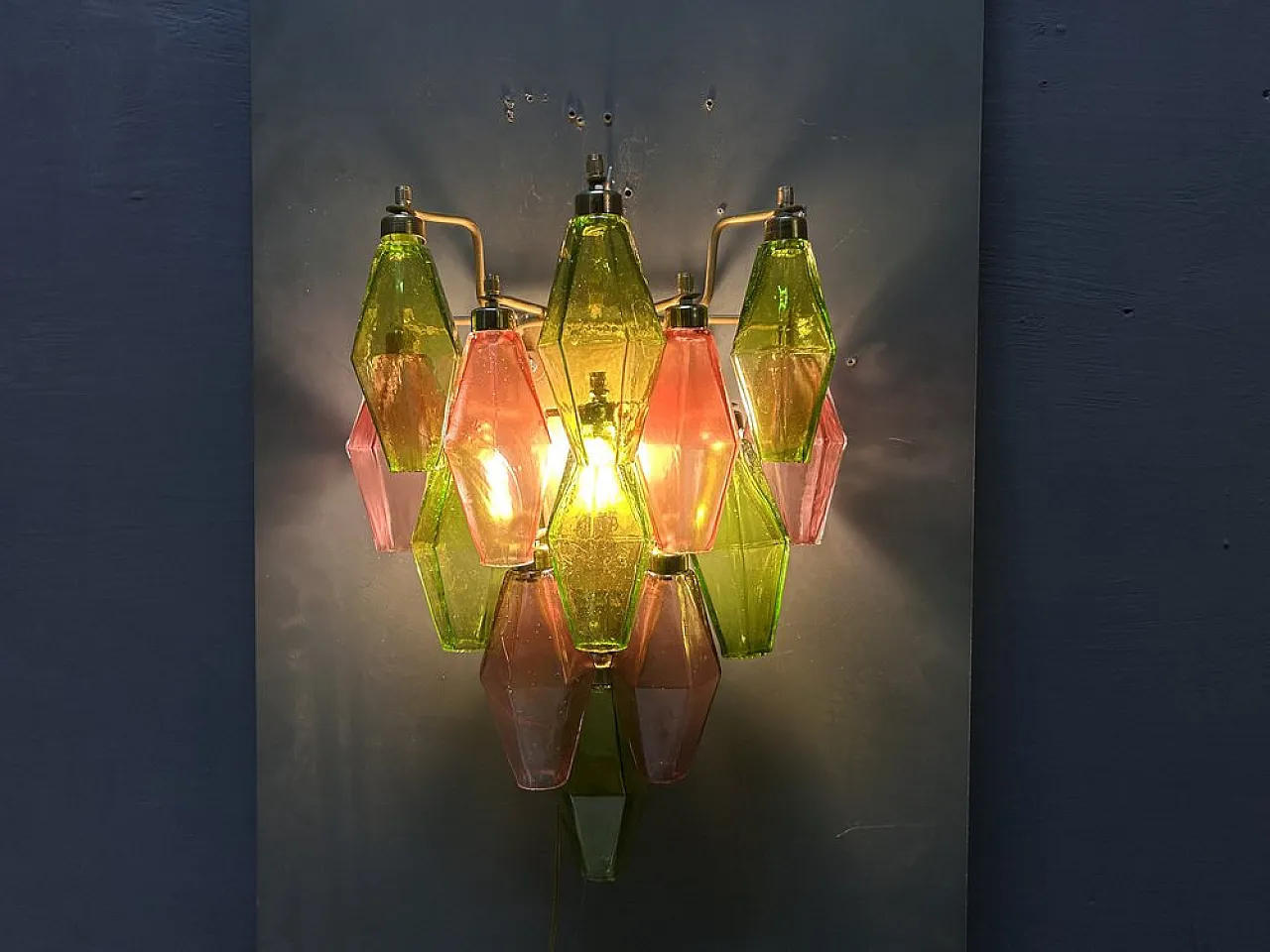 Pair of Poliedri wall lights in Murano glass, Italy, 1980s 4