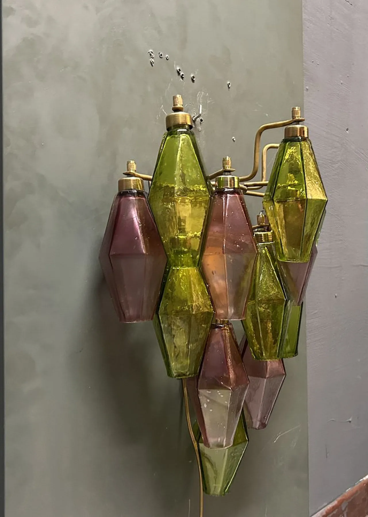 Pair of Poliedri wall lights in Murano glass, Italy, 1980s 5