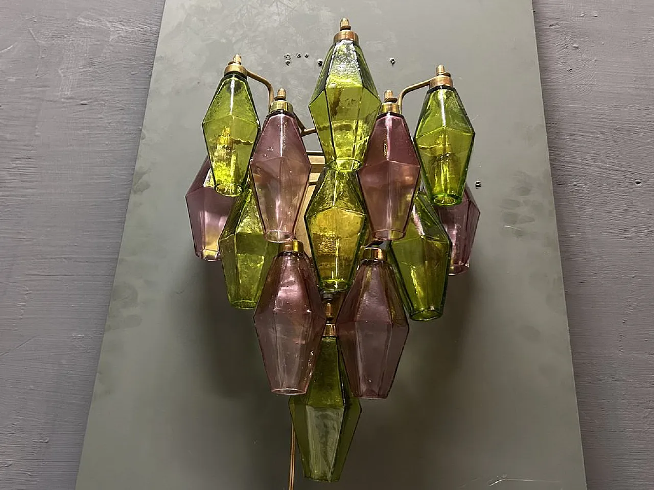 Pair of Poliedri wall lights in Murano glass, Italy, 1980s 6