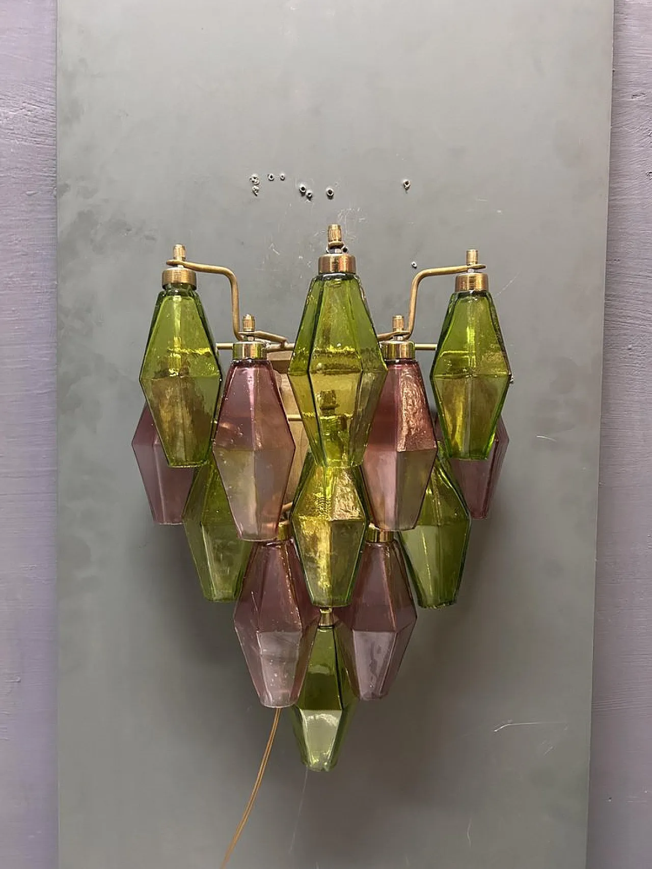 Pair of Poliedri wall lights in Murano glass, Italy, 1980s 7