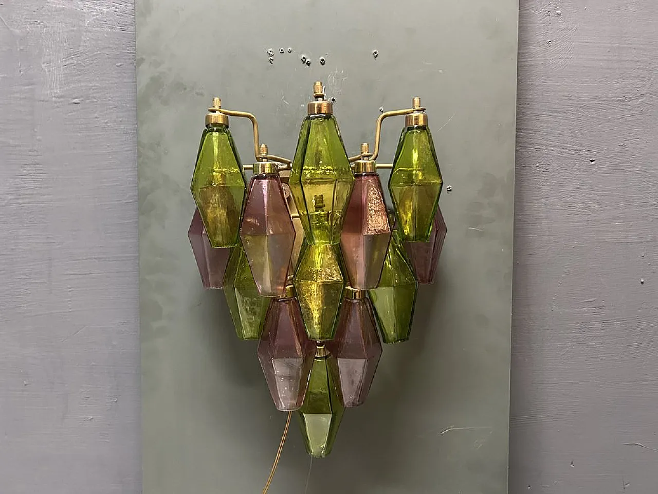 Pair of Poliedri wall lights in Murano glass, Italy, 1980s 8