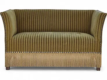 Danish 2-seater sofa, green furniture velour, 1970s