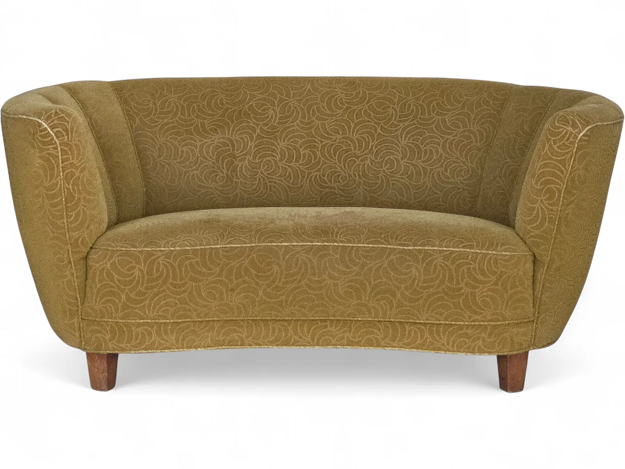 Danish 2-seater Banana sofa velour, beech wood, 1960s 21