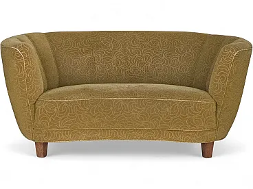 Danish 2-seater Banana sofa velour, beech wood, 1960s