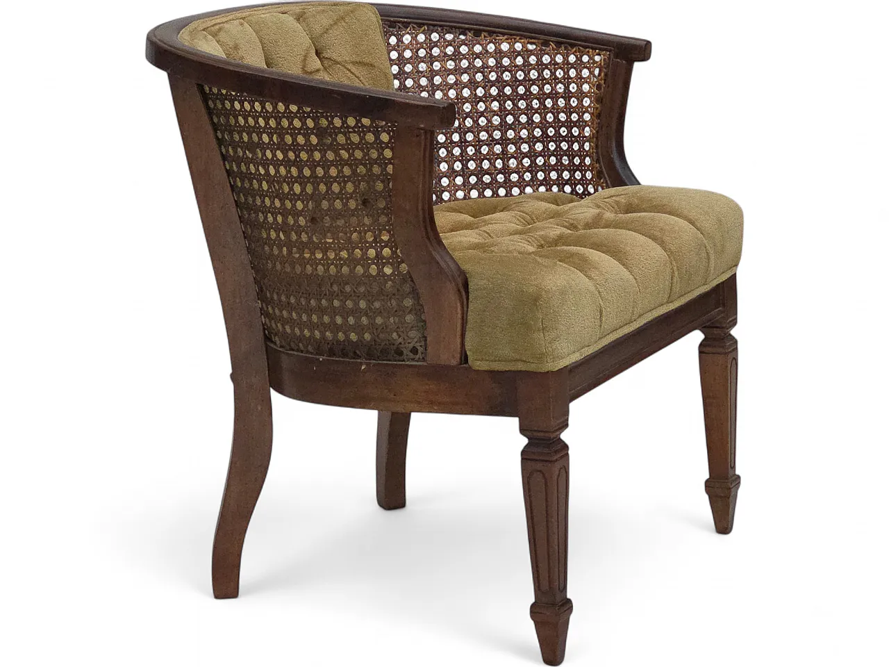 Danish easy chair, velour, mesh, oak wood, 1950s 18