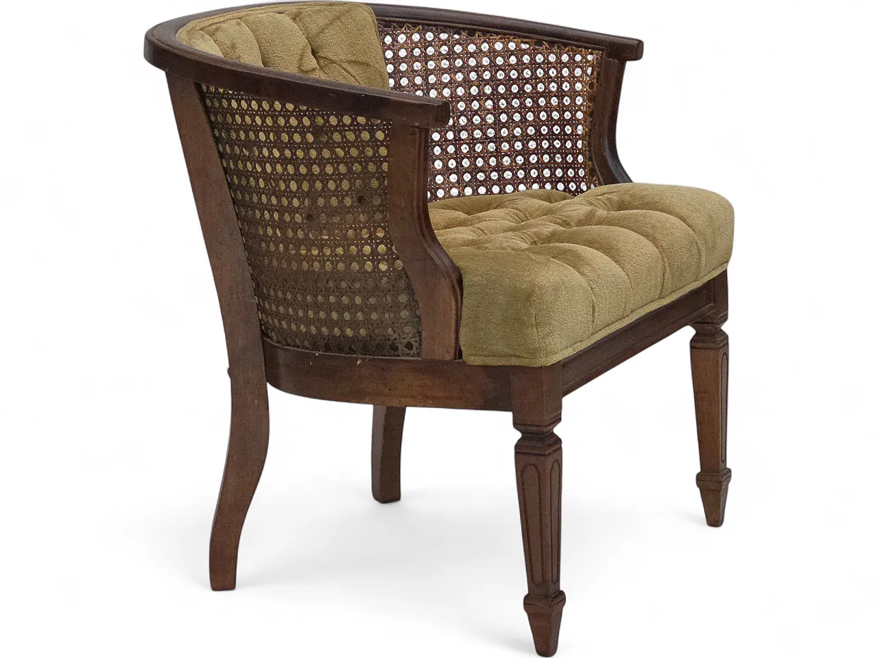 Danish easy chair, velour, mesh, oak wood, 1950s 20