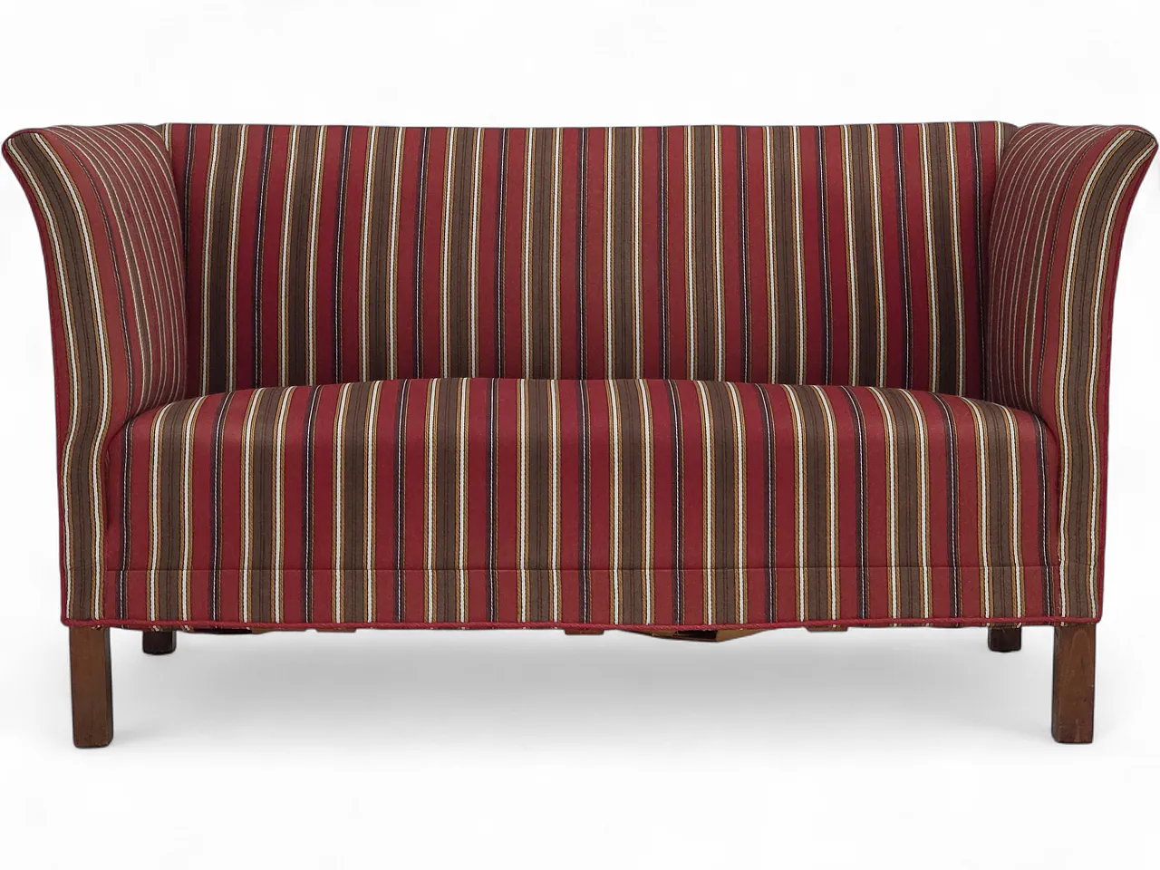 Danish 2-seater sofa, striped red/multicolor wool, 1960s 20