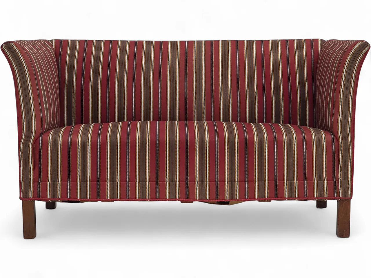 Danish 2-seater sofa, striped red/multicolor wool, 1960s 21