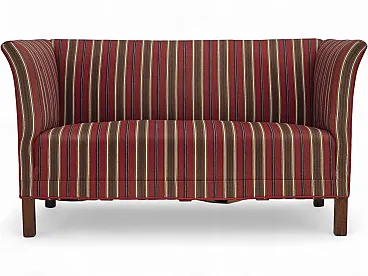Danish 2-seater sofa, striped red/multicolor wool, 1960s