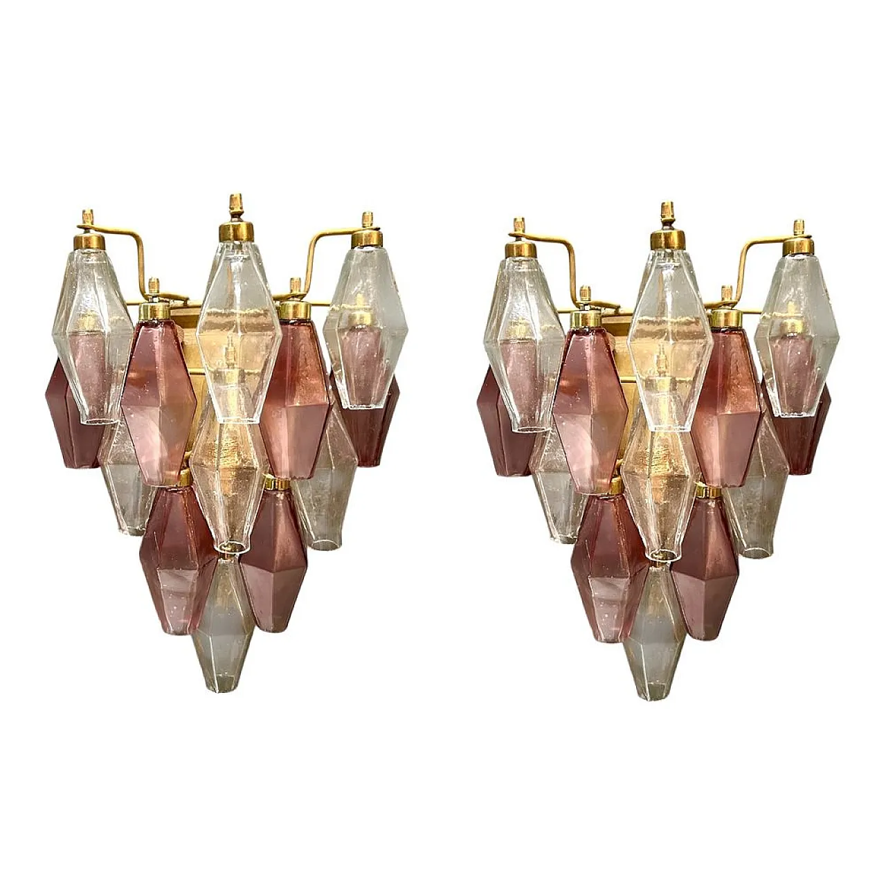 Pair of Poliedri wall lights in Murano glass, Italy, 1980s 1