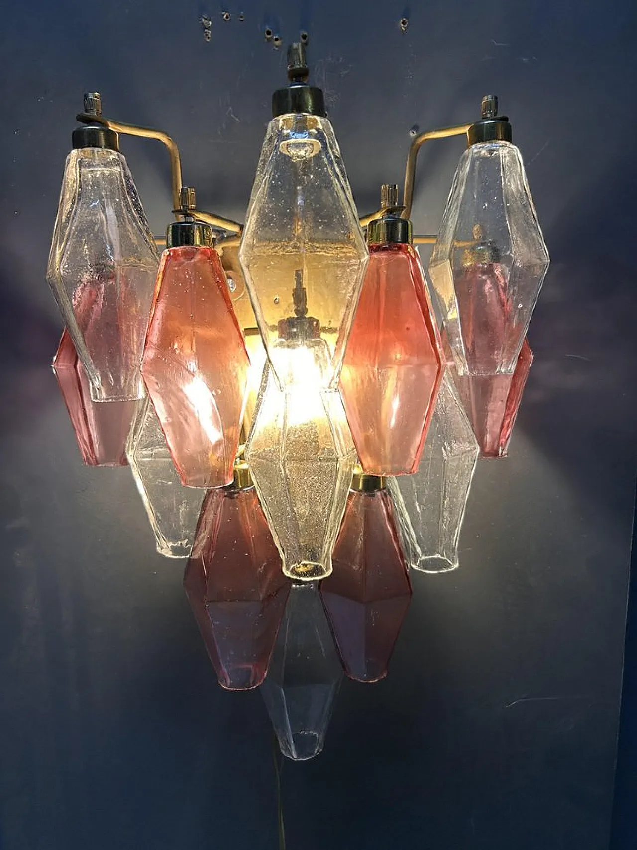 Pair of Poliedri wall lights in Murano glass, Italy, 1980s 5