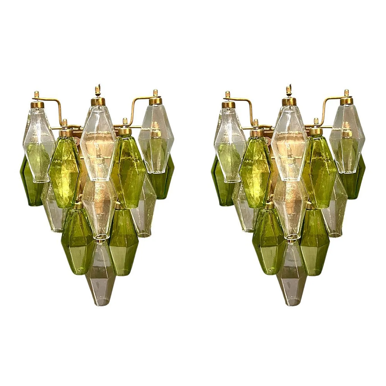 Pair of Poliedri wall lights in Murano glass, Italy, 1980s 1