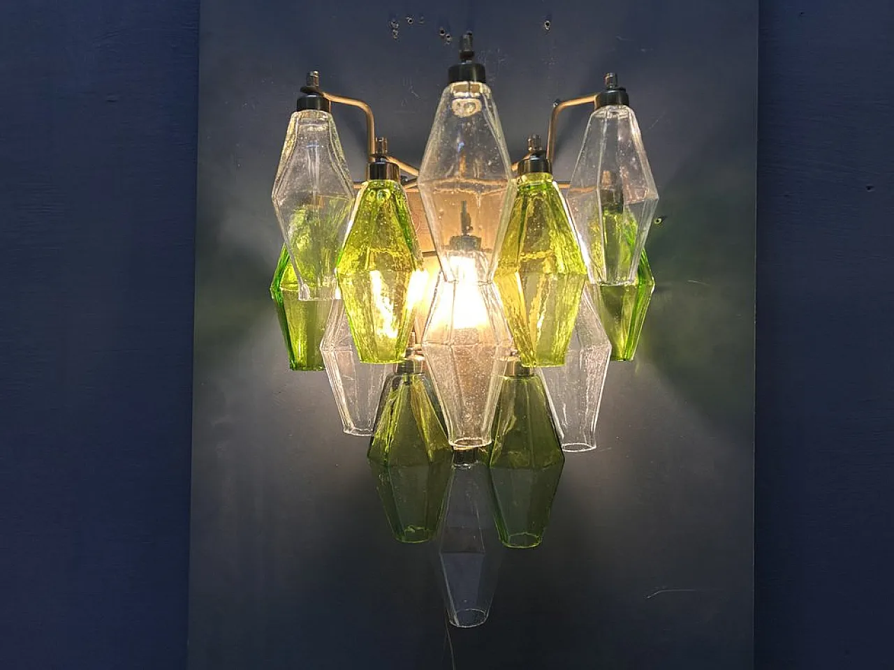 Pair of Poliedri wall lights in Murano glass, Italy, 1980s 2