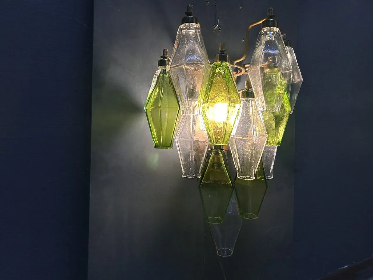 Pair of Poliedri wall lights in Murano glass, Italy, 1980s 3