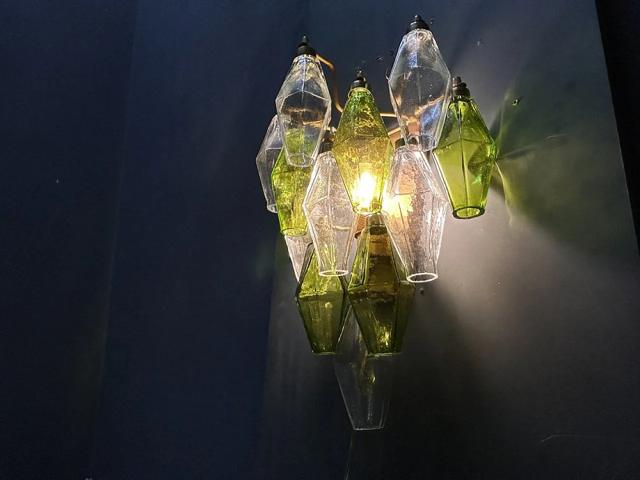 Pair of Poliedri wall lights in Murano glass, Italy, 1980s 4