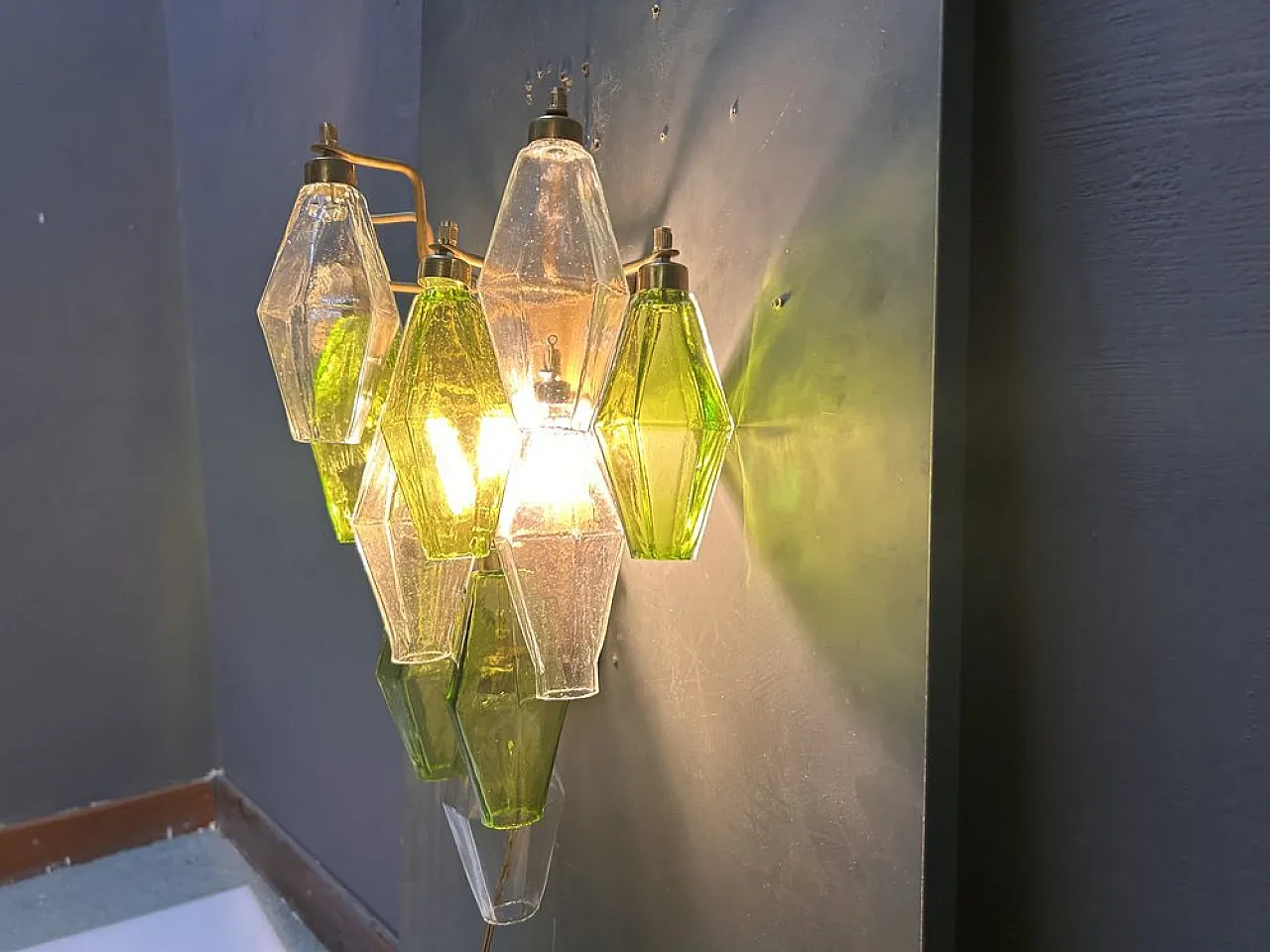 Pair of Poliedri wall lights in Murano glass, Italy, 1980s 7