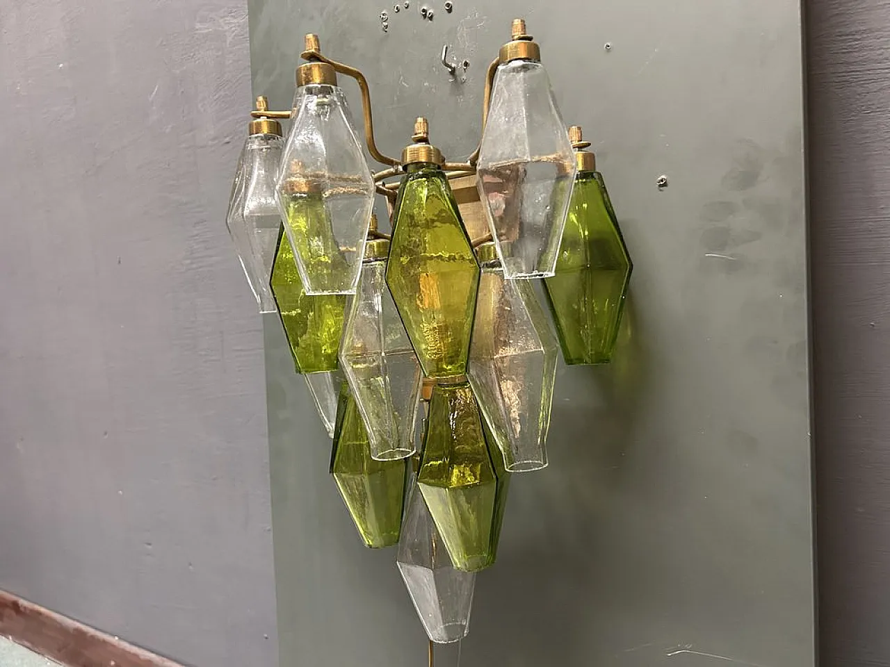 Pair of Poliedri wall lights in Murano glass, Italy, 1980s 8