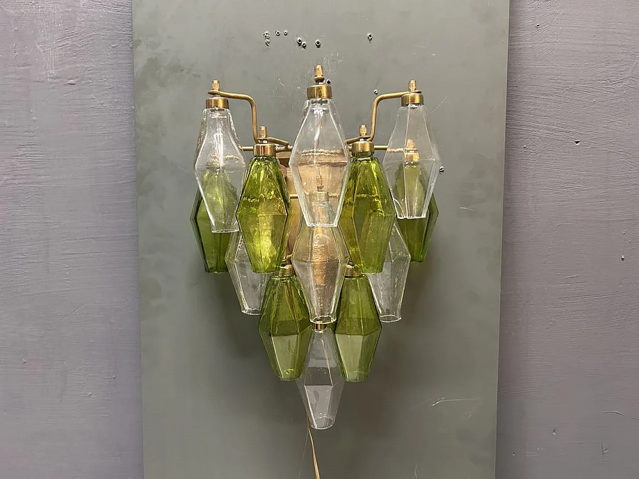 Pair of Poliedri wall lights in Murano glass, Italy, 1980s 10
