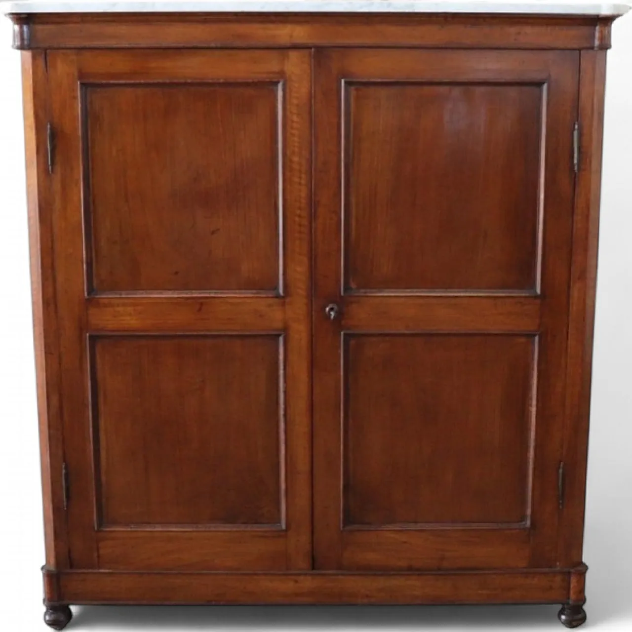 Wardrobe in solid walnut with marble top, 19th century 16
