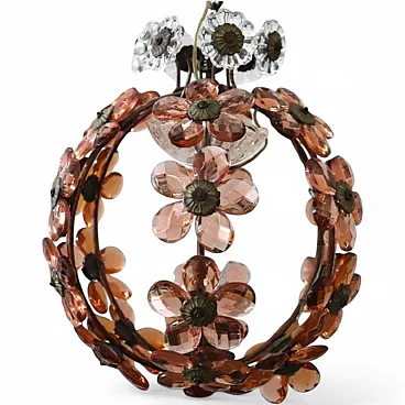 Suspension lamp with large glass flowers, early 20th century